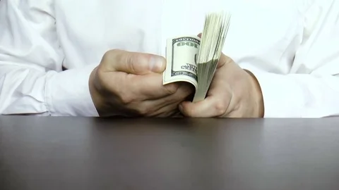 Man counts the money, dollars Stock Footage 79411218