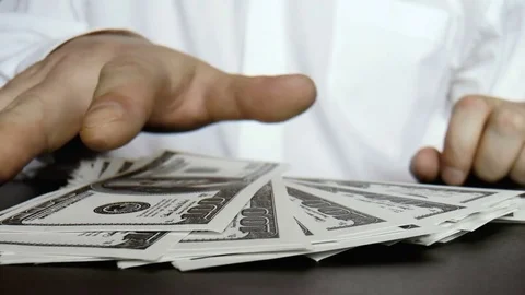 Man counts the money, dollars Stock Footage 79539981