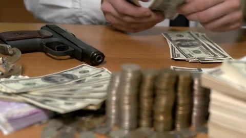 A man counts money Stock Footage 73307582