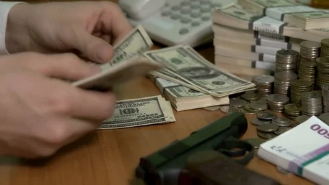 A man counts money Stock Footage 73309476