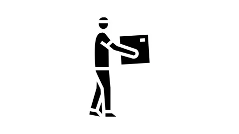 Man courier glyph icon animation Stock Footage 326158909