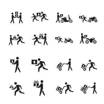 Man courier icon vector set Stock Illustration