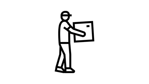 Man courier line icon animation Stock Footage 326137427