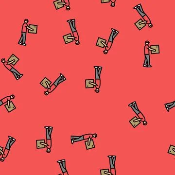 Man courier vector seamless pattern 스톡 일러스트