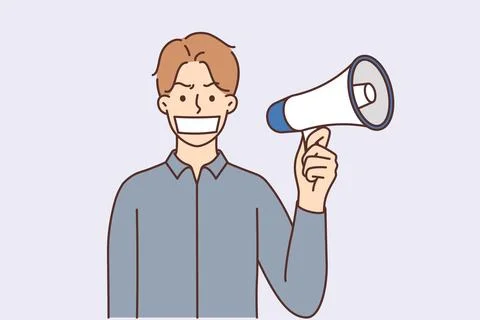 Man with cover on mouth with megaphone Stock Illustration
