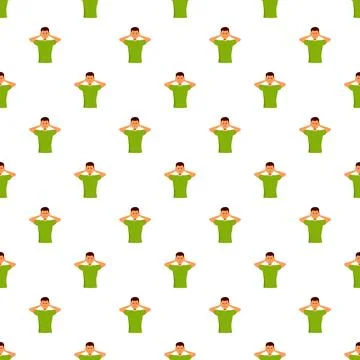 Man covering ears hearing no evil seamless pattern Stock-Illustration