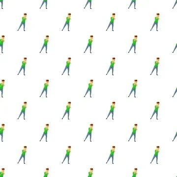 Man covering ears repeating pattern blocking noise Illustrazione stock