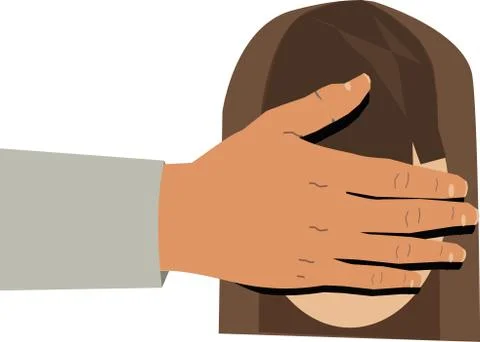 Man covering girls eyes Stock Illustration
