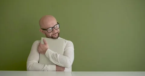 A man covers the laptop Stock Footage 267087539