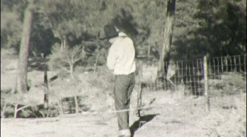 Man COWBOY Does ROPE TRICK Lasso Lariat 1930s Vintage Retro Film Home Movie  Stock Footage 7007889