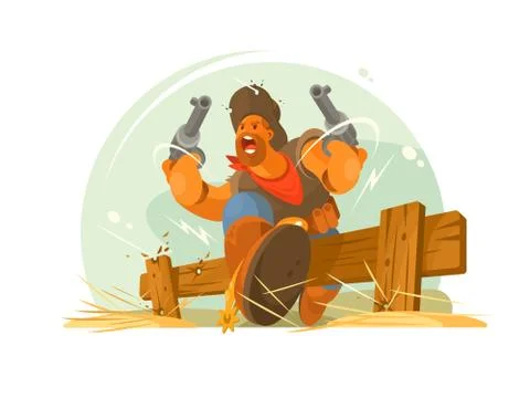 Man cowboy in hat Stock Illustration