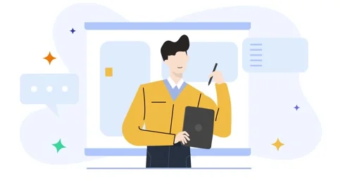 A man create business idea with data. employee daily activity animated Stock Footage 276589327