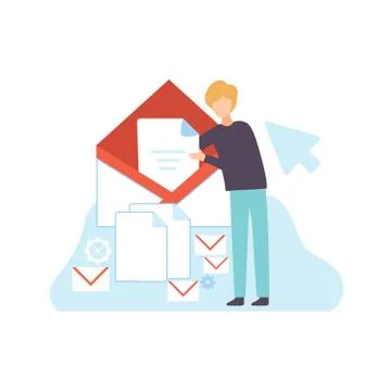 Man Create Website Content, Technology Process of Software Development, Social Illustrazione stock