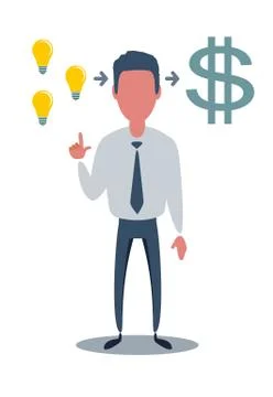 Man creates an idea in money Stock Illustration