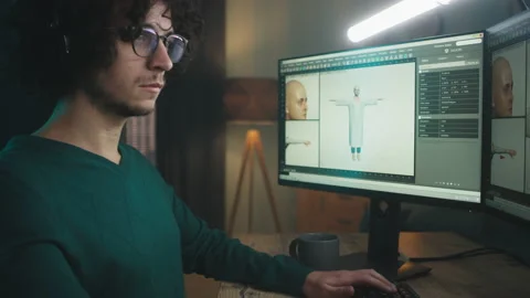 Man creating 3D human model | Stock Video | Pond5