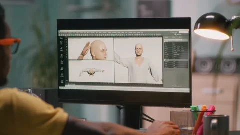 Man creating human 3D model Stock Footage 162445518