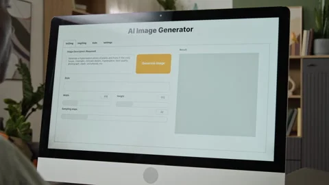 Man Creating Image with Generative Ai Software on Computer Screen Stock Footage 347656592