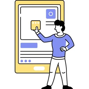 Man creating mobile web design vector icon Illustrazione stock
