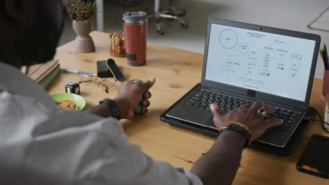 Man Creating New App Presentation Stock Footage 317335834