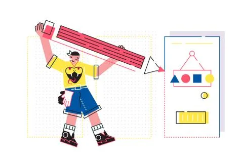 Man creating project Stock Illustration