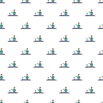 Man creating video content for online vlog pattern 스톡 일러스트