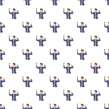 Man creating video content with smartphone pattern Stock Illustration
