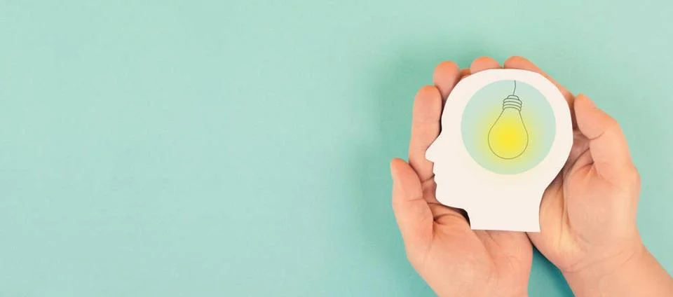 Man with creative light bulb, explosion of ideas, glowing mind, brainstorm... Stock Photos