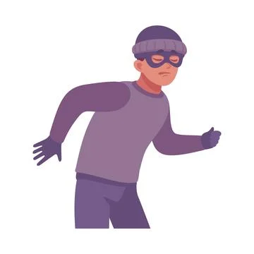 Man Criminal Commit Crime and Theft Vector Illustration Stock Illustration