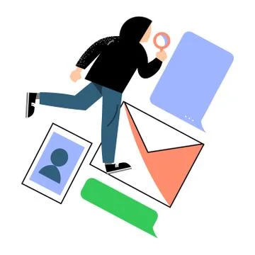 Man criminal stealing data and information in internet 스톡 일러스트