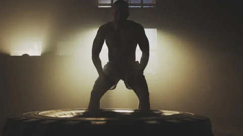 Man cross training with tractor tyre 스톡 동영상 236191657