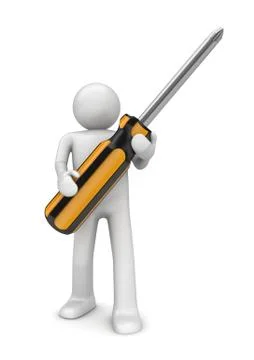 Man with crosshead screwdriver Stock Illustration