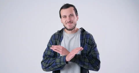 Man crossing arms gesturing no Stock Footage 143942266