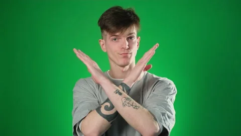 Man crossing arms gesturing no Stock Footage 209132289