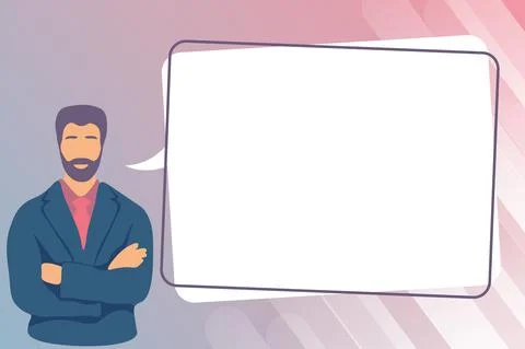 Man Crossing Hands Illustration Standing With Speech Bubble Delivering A Message Stock Illustration
