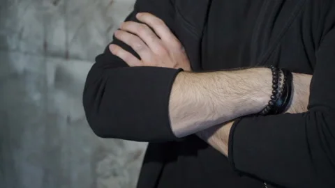 Man is crossing his hand Stock Footage 86260920