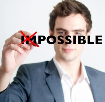 Man crossing out impossible concept Stock Photos