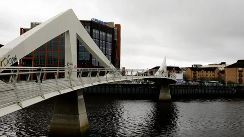 A man crossing a white bridge Video stock 171799231