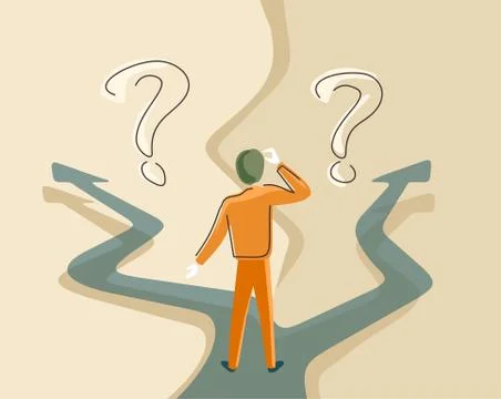 Man at crossroads before important choice Stock Illustration