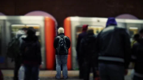 Man In The Crowd Waiting For Subway Train Stock Footage 64472876