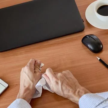 Man crumpling paper Stock Photos