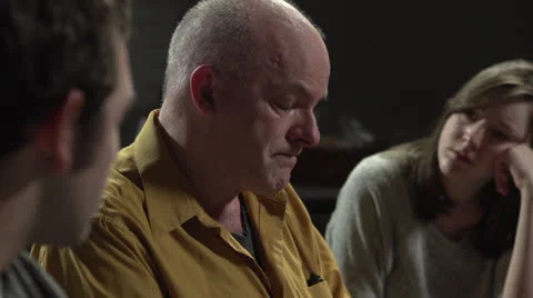 Man crying at a support group Stock Footage 22514837