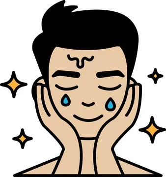 A man is crying while getting his face washed Stock Illustration