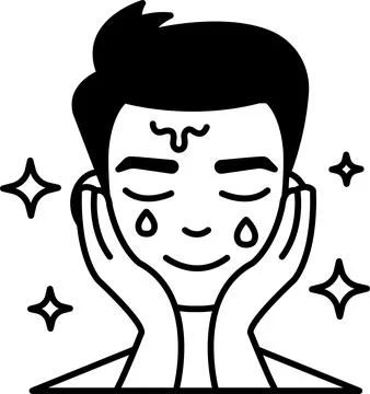 A man is crying while getting his face washed Stock Illustration