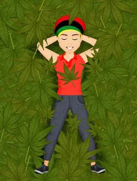 Man cultivated marijuana Stock Illustration