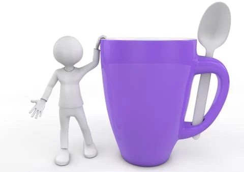 Man, cup and spoon Illustrazione stock