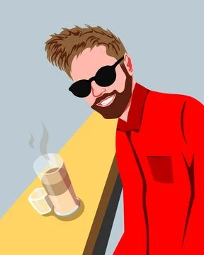 A man with a cup of coffe Stock Illustration
