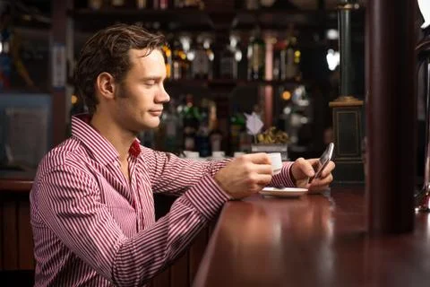Man with a cup of coffee Stock Photos