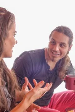 Man with a cup of coffee smiling Stock Photos