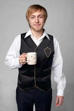 Man with cup of tea Stock Photos
