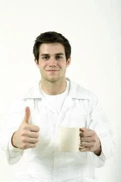 Man with a cup of tea,taking a break Stock Photos